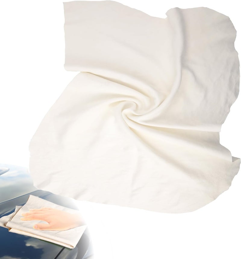 ecocstm Chamois Towel for Car, Shammy Cloth for Car Drying 23.6" x 35"(5.7 sq ft), Absorber Towel for Car Chamois Cloth, Real Leather Reusable Washing Shammy for Car Drying, Window Glass Cleaning, Home - Image 1